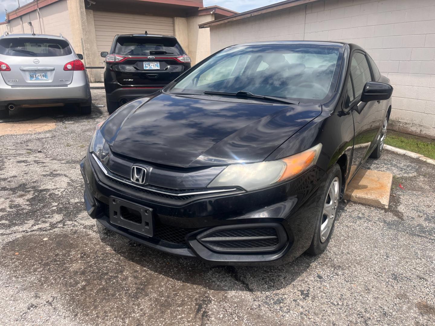 2014 BLACK Honda Civic LX Coupe CVT (2HGFG3B5XEH) with an 2.3L L4 SOHC 16V engine, Continuously Variable Transmission transmission, located at 8101 E. Skelly Dr., Tulsa, OK, 74129, (918) 592-3593, 36.121891, -95.888802 - Photo#0